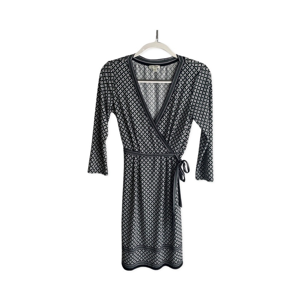 Max Studio Patterned Surplice Faux Wrap Dress Size Small